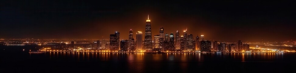 Obraz premium Golden California city skyline, elegant black background, background, sunset, architecture