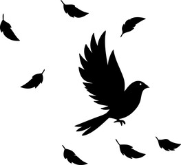 set of silhouettes of birds