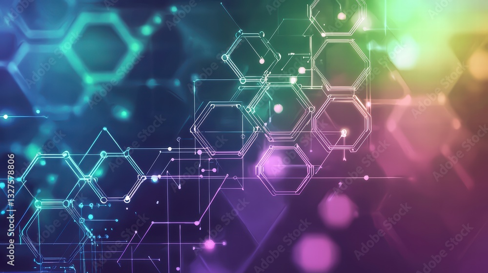 Poster digital network: a vibrant network of interconnected data points forms a dazzling digital design, cr