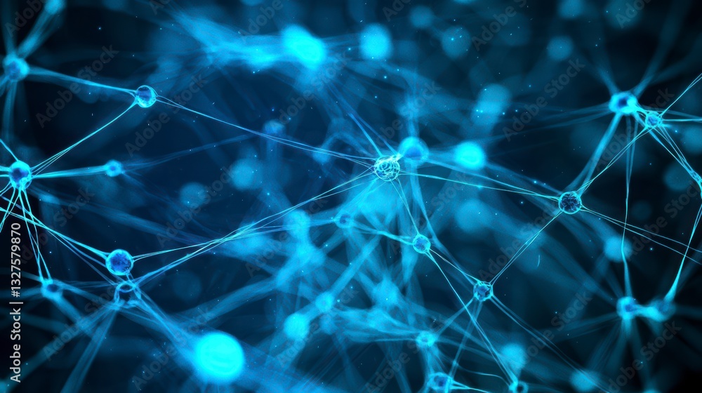 Poster digital network: a vibrant abstract representation of interconnected nodes and lines. the digital ne