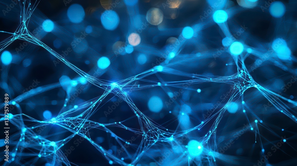 Poster network of connections: an evocative digital rendering of a complex network of interconnected nodes 