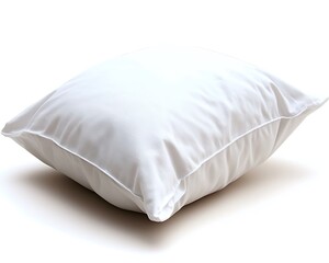 Obraz premium A soft white square pillow rests on a solid white background