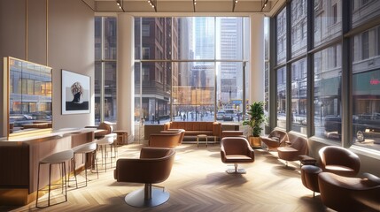 Fototapeta premium Modern Hair Salon Interior Design City View