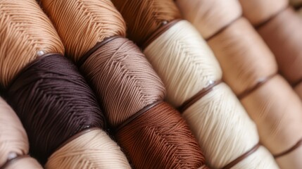 Various shades of thread spools organized neatly on a crafting shelf showcasing a beautiful color palette for sewing projects
