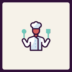 Chef graphic icon presenting culinary profession and gastronomical theme