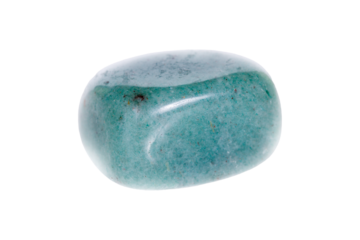 aventurine green mineral stone on white background close up