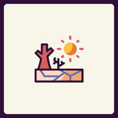 Desertification Concept Icon Showing Dry Soil and Scorching Sun Illustration