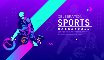 A futuristic cyberpunk basketball athlete in neon lights. Sci-fi sports style, and high-energy action. Perfect for posters, esports, urban sports branding, and digital artwork. National sports