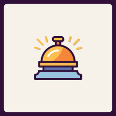 Stylized reception bell icon with radiating lines suggesting ringing sound