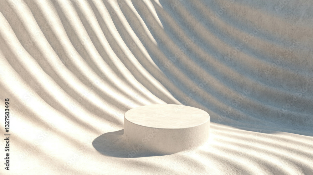 Poster minimalistic abstract podium scene with wavy patterns for product display