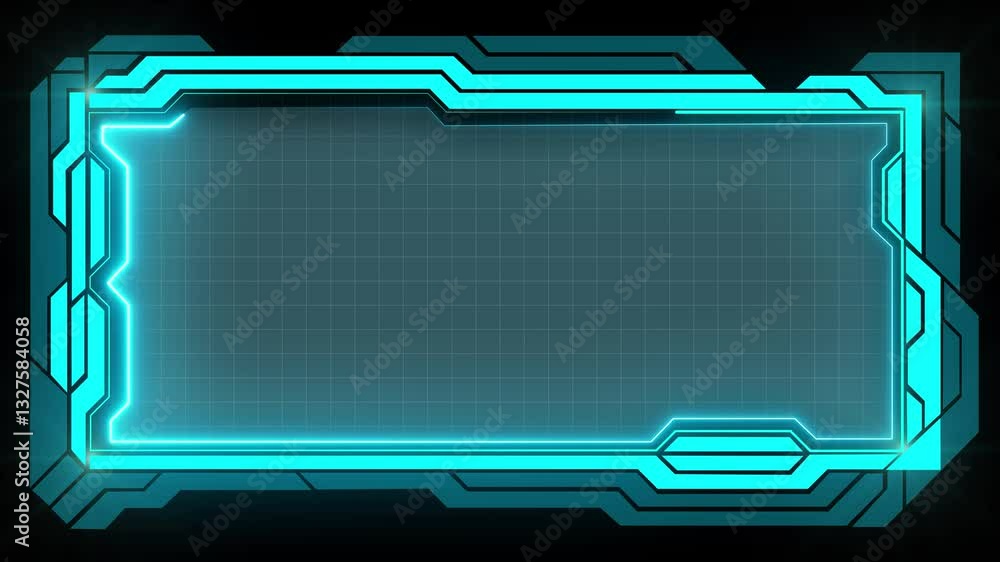Poster technology hud loop animation. border frame hud element. futuristic viewfinder of the future. hud gr