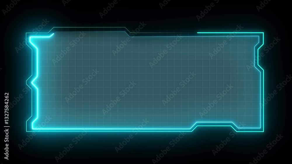 Poster technology hud loop animation. border frame hud element. futuristic viewfinder of the future. hud gr