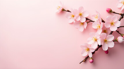 Elegant Pink Sakura Blossoms Branch - Minimalist Spring Floral Backdrop