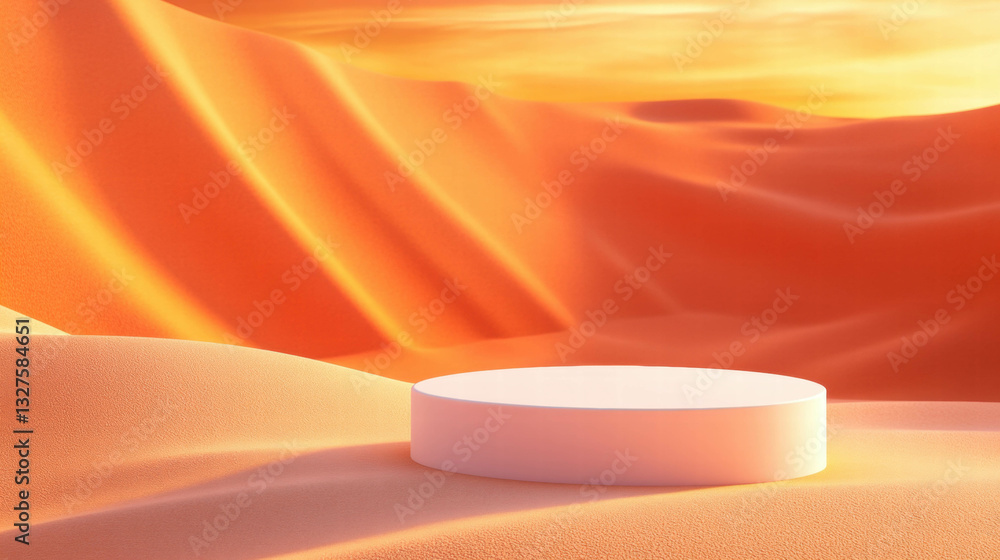 Poster abstract desert-inspired background with podium for product display and design