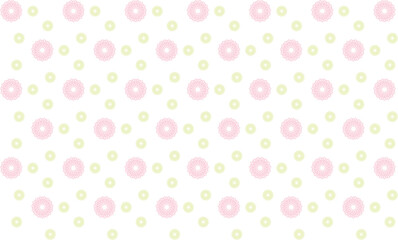 ピンクと黄緑のレース柄が並ぶ花のような模様