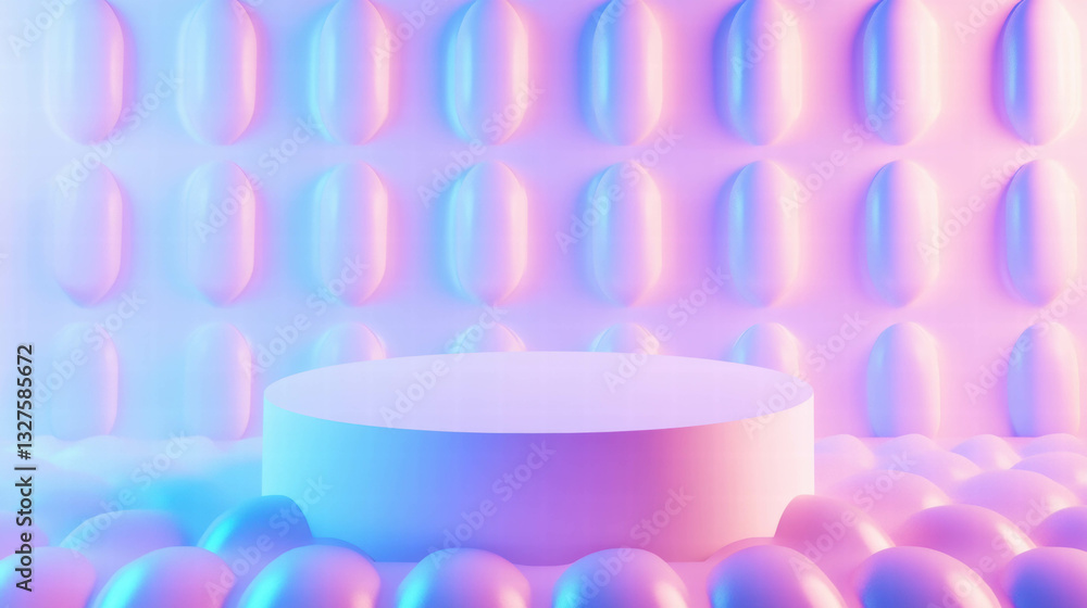 Poster futuristic abstract background with podium for product display or branding design