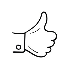 Thumb Up hand draw doodle  Vector icon