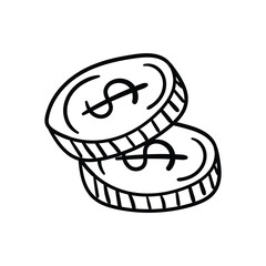 Coins hand draw doodle  Vector icon
