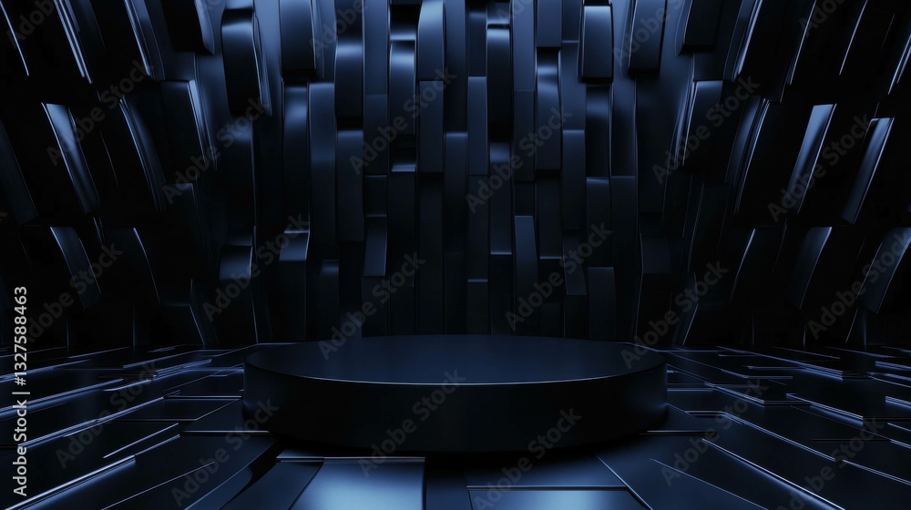 Poster futuristic abstract background with dark podium for product display and technology themes