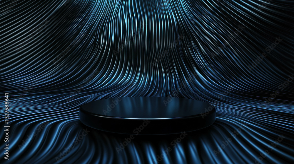 Poster futuristic abstract background with podium for display and presentation design