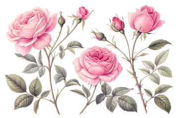 Fototapeta premium Seamless pattern of pink roses and flowers in a romantic, floral design