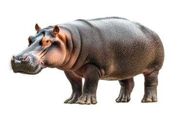 Large hippopotamus standing with a clear posture
