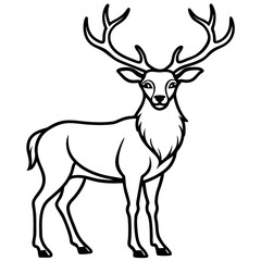 Obraz premium a regal stag with majestic antlers, standing in a striking black and white illustration