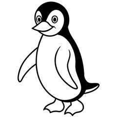 Fototapeta premium an illustration of a cute penguin with black and white feather standing and smiling