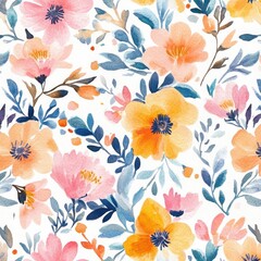 Vivid Watercolor Flowers Pattern