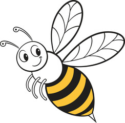 Bee with honey on white background