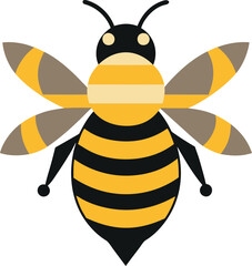 Happy cartoon bee flying with honey in a cute, colorful illustration