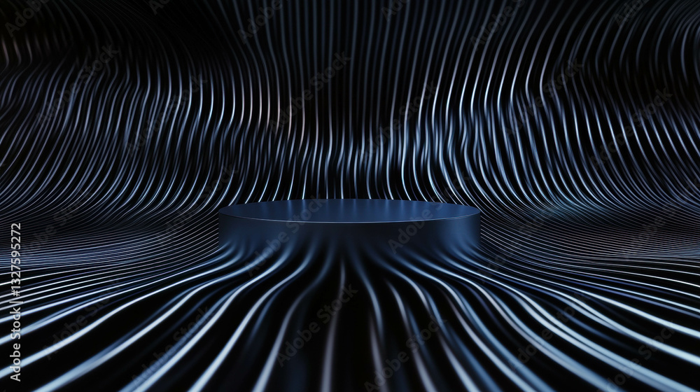 Poster abstract background with podium and flowing lines for modern design