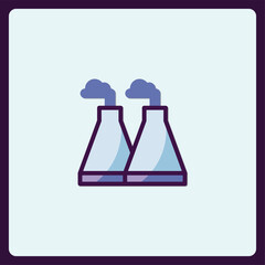 Stylized Factory Icon Representing Industrial Production and Environmental Concerns