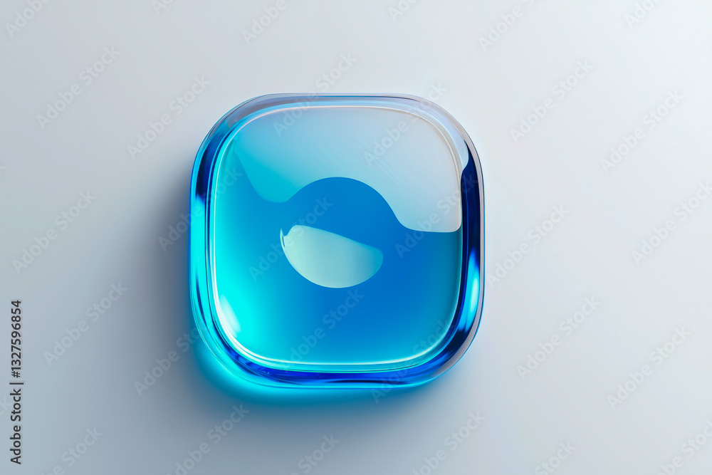 Aufkleber 3d glass morphism button with a blue gradient, designed in a modern glossy style. transparent and re