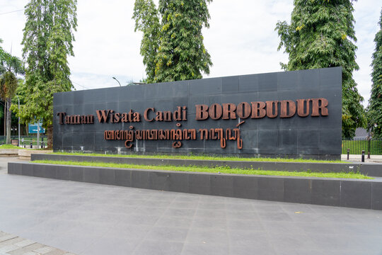 Central Java, Indonesia - January 20, 2025: Taman Wisata Candi Borobudur ground sign Central Java, Indonesia. Borobudur Temple is the largest Buddhist temple in the world. 