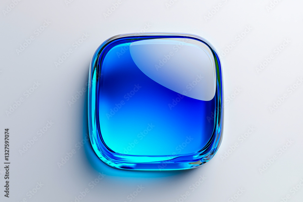 Aufkleber 3d glass morphism button with a blue gradient, designed in a modern glossy style. transparent and re