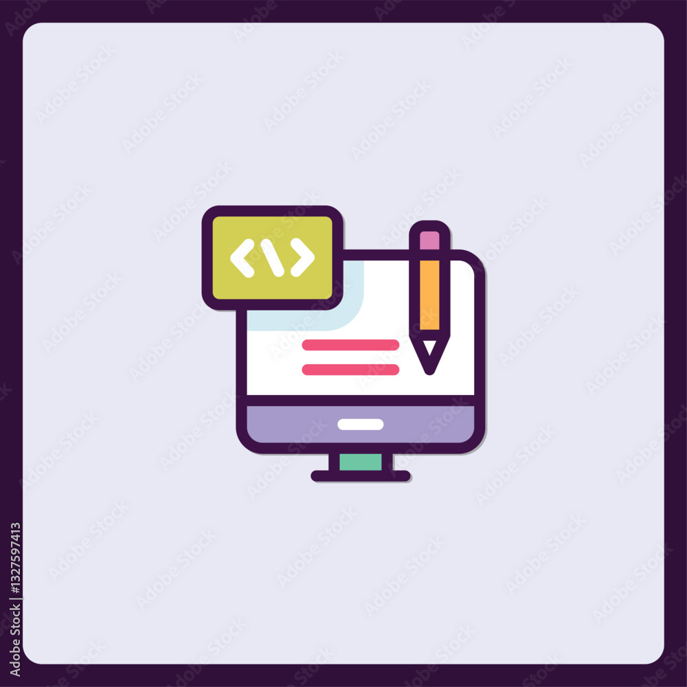 Poster vector illustration representing software development and application creation
