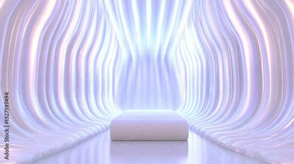 Poster abstract futuristic podium design with soft glowing light for modern display