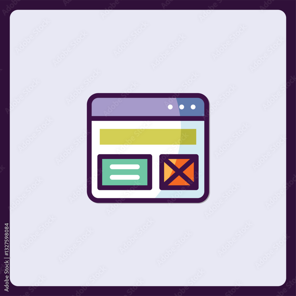 Poster minimalist website window icon with navigation and close controls illustration