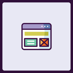 Minimalist website window icon with navigation and close controls illustration