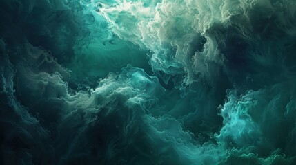 Obraz premium Ethereal Turquoise Waves Abstract Fluid Art for Creative Projects