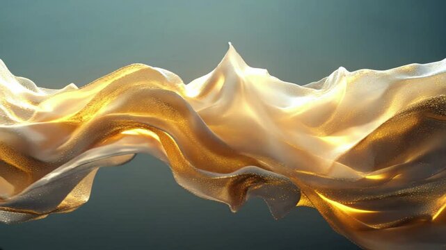 金の輝きを纏う流動的な抽象 Flowing Abstract with Golden Sparkle