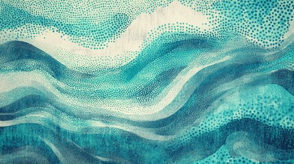 Serene Teal Abstract Background with Flowing Dotted Waves, Symbolizing Tranquility and Serenity. Perfect for Website Headers, Social Media Banners, and Calm-Themed Designs.