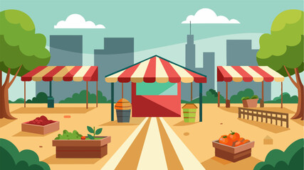 The once thriving farmers market has been reduced to a desolate and barren space symbolizing the collapse of a communitys pride and identity tied to their local food market.. Vector illustration