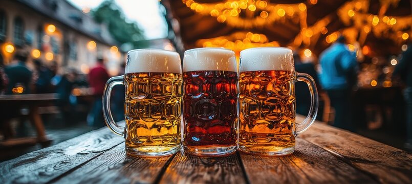 Celebration of tradition colorful brews at an oktoberfest gathering