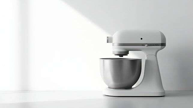 Bright close-up of a stand mixer in action baking in modern kitchens