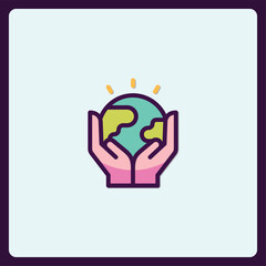 Conceptual care and support of the planet illustrated with hands and Earth