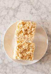 Rice crispy treats in a plate
