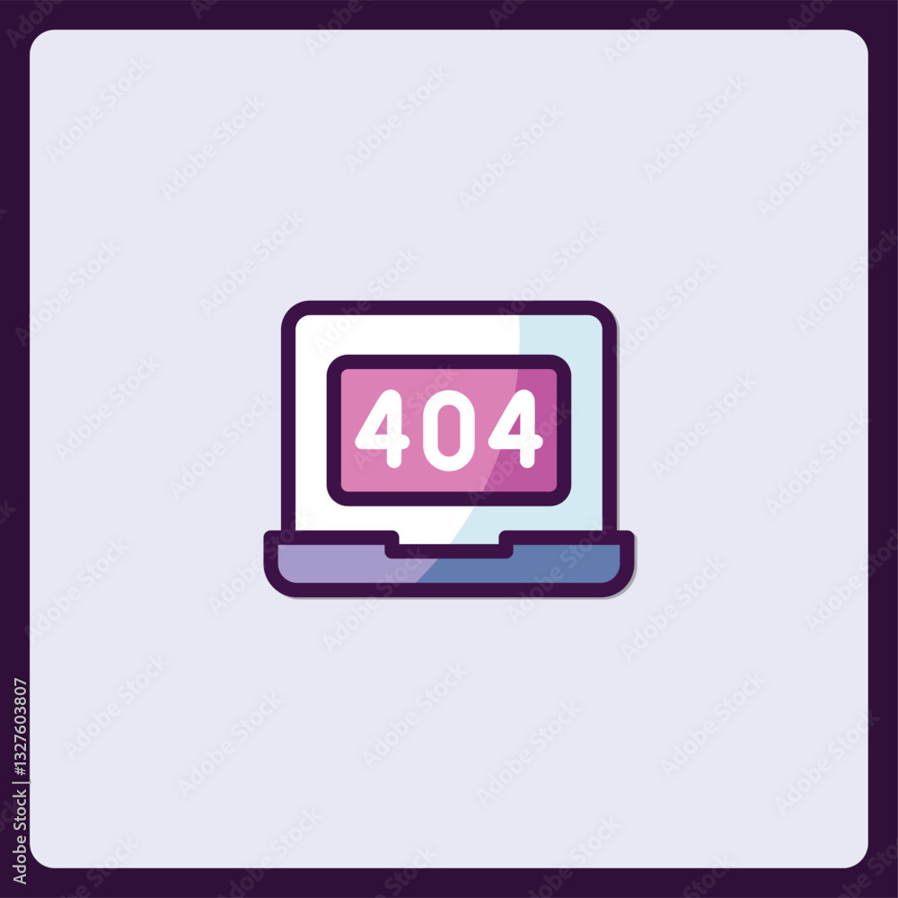 Poster stylized error 404 notification icon for website problem representation
