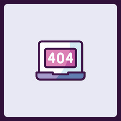 Stylized error 404 notification icon for website problem representation